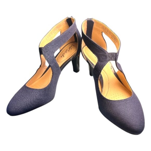Women's Life Stride Giovanna Navy Blue Heels Pumps Almond Toe Comfort Size 7.5 - Picture 6 of 9